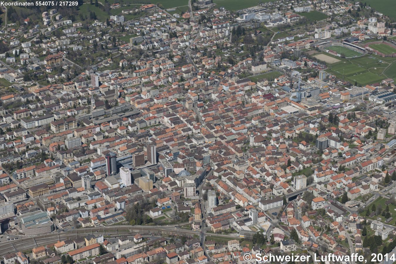 Chaux-de-Fonds, Zentrum mit Sportanlagen